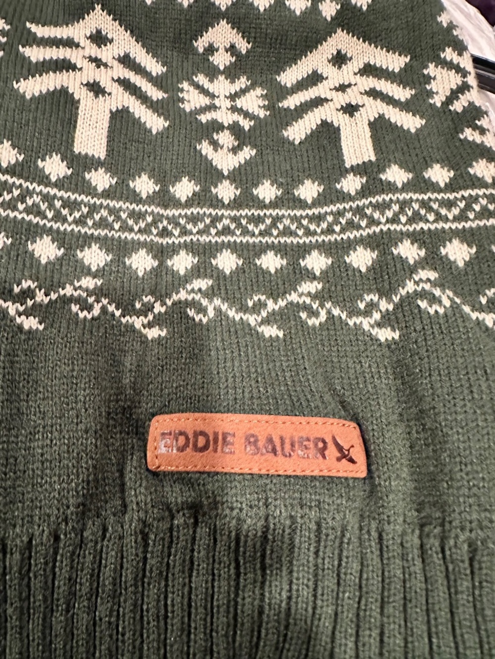 EDDIE BAUER Size M Medium Dog Sweater Green Christmas Winter Pine Trees Festive - Picture 2 of 9